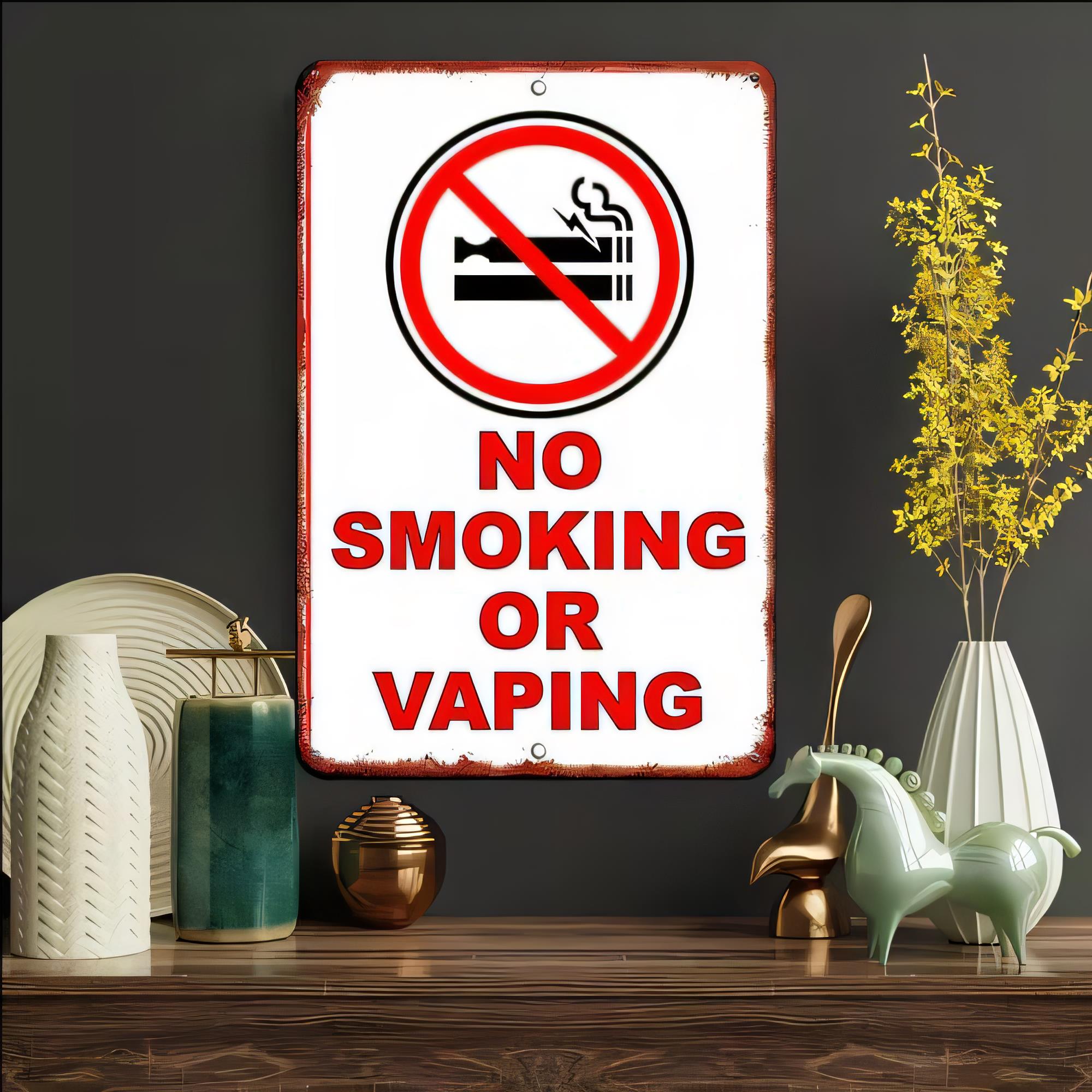 Vaping Area - Tin Sign No Smoking Or Vaping